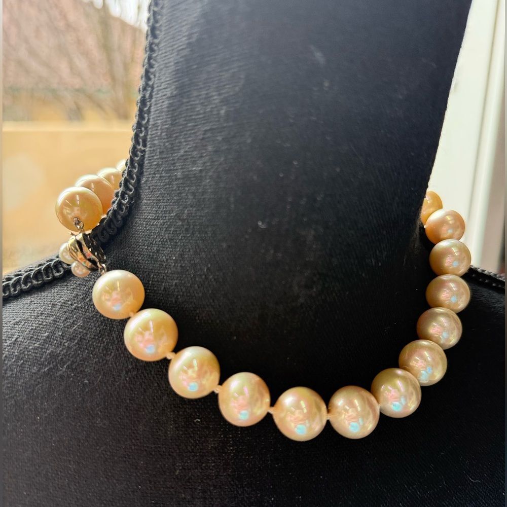 Vintage Metall double knotted string‎ of pearls pearls metal Metal clasp